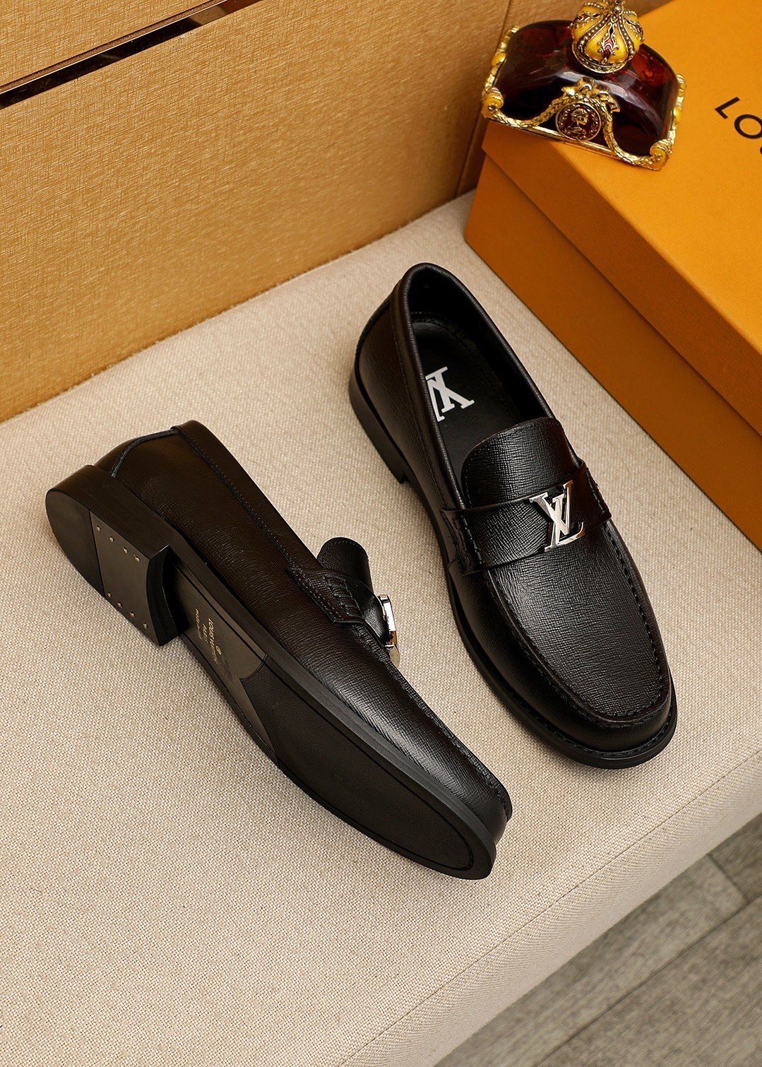 Louis Vuitton Black Hardware Loafers — front