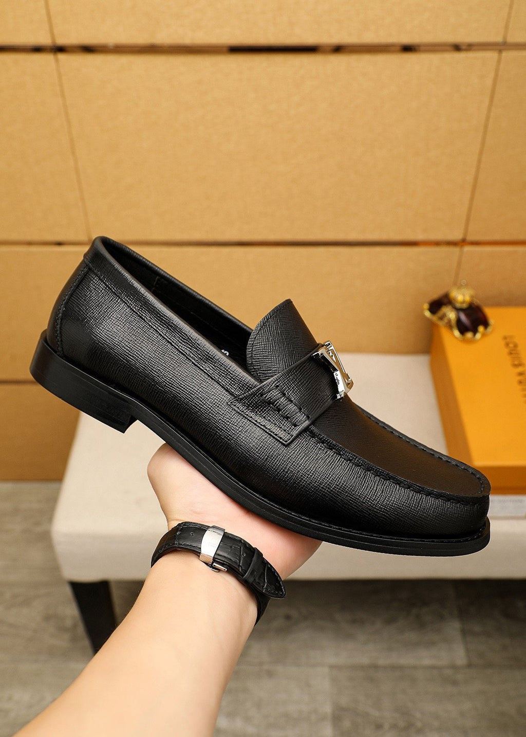 Louis Vuitton Black Hardware Loafers — side