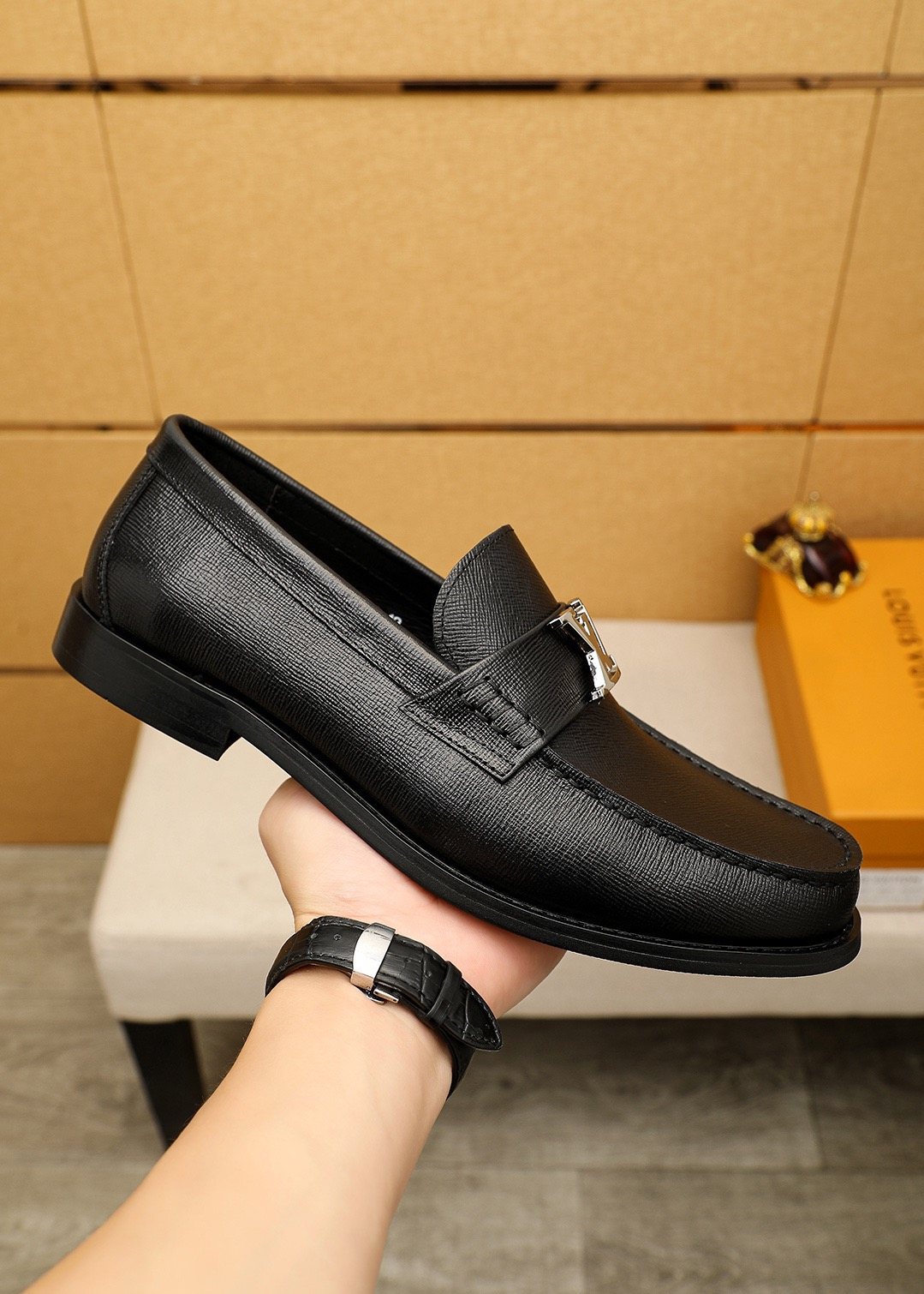 Louis Vuitton Black Hardware Loafers — side