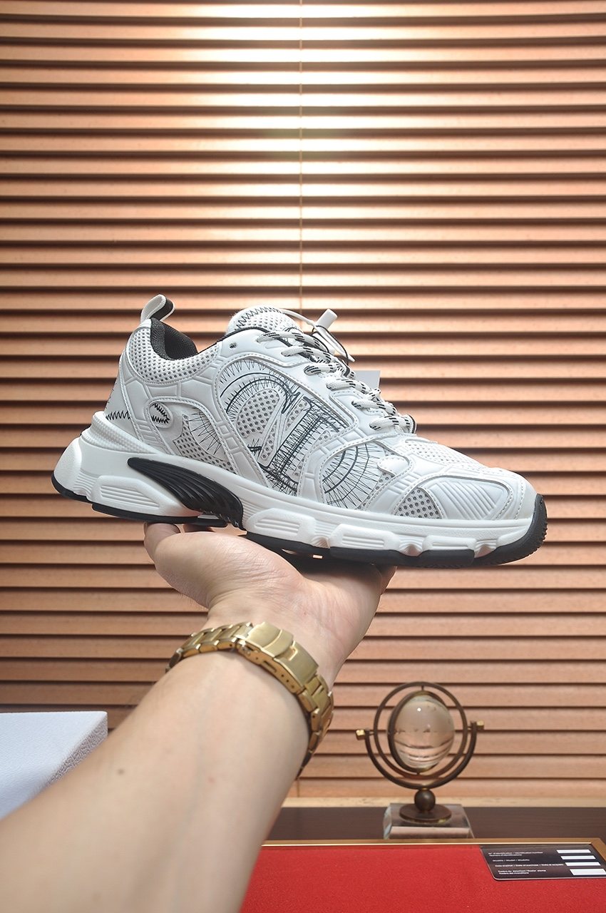 Dior Silver, White & Black Low-Top Sneakers — side