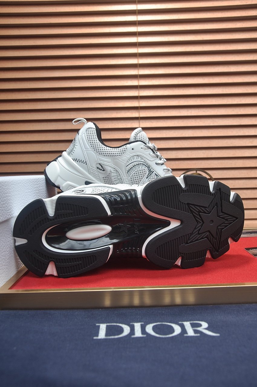 Dior Silver, White & Black Low-Top Sneakers — detail