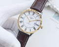 Longines Silver Gold White Dial Leather Strap Watch — hero