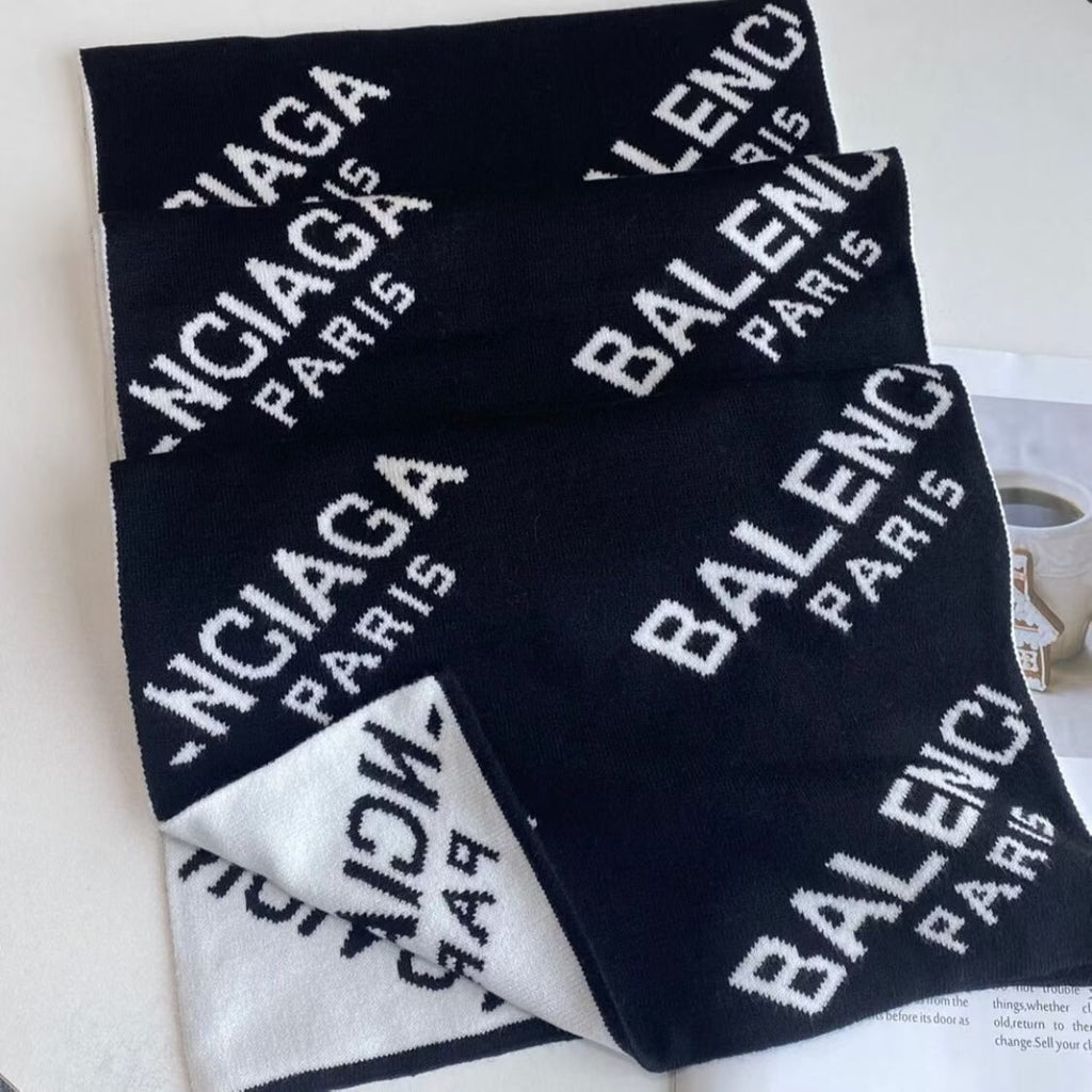 Balenciaga Black & White Knit Scarf — hero