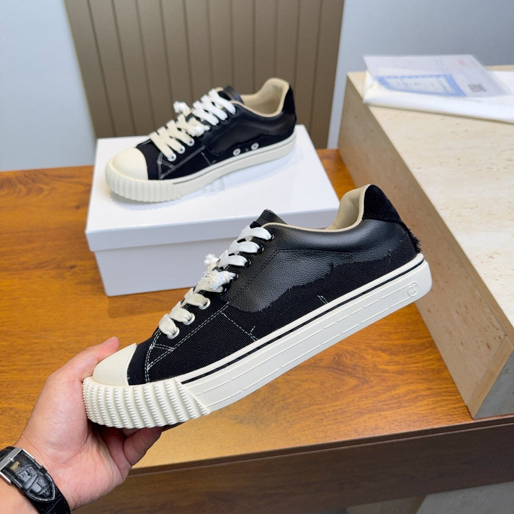 Maison Margiela Black and Off-White Low-Top Sneakers — side