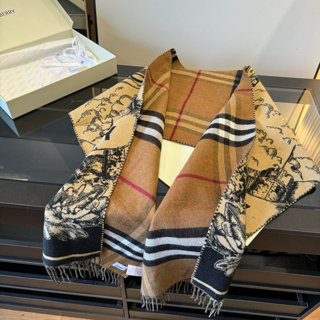 Burberry Check and Equestrian Knight Fringed Scarf — hero