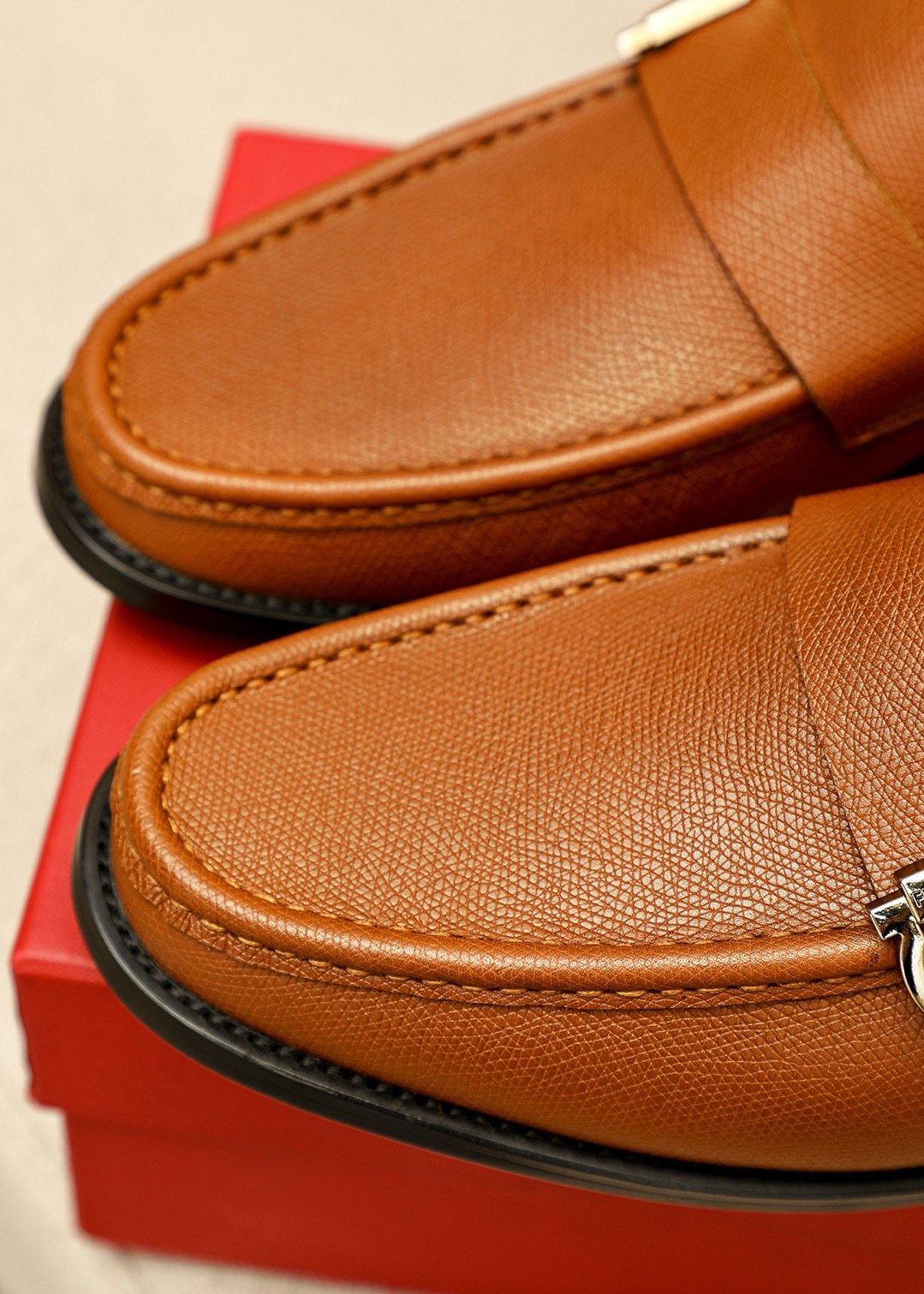 Ferragamo Buckle Leather Loafers — detail