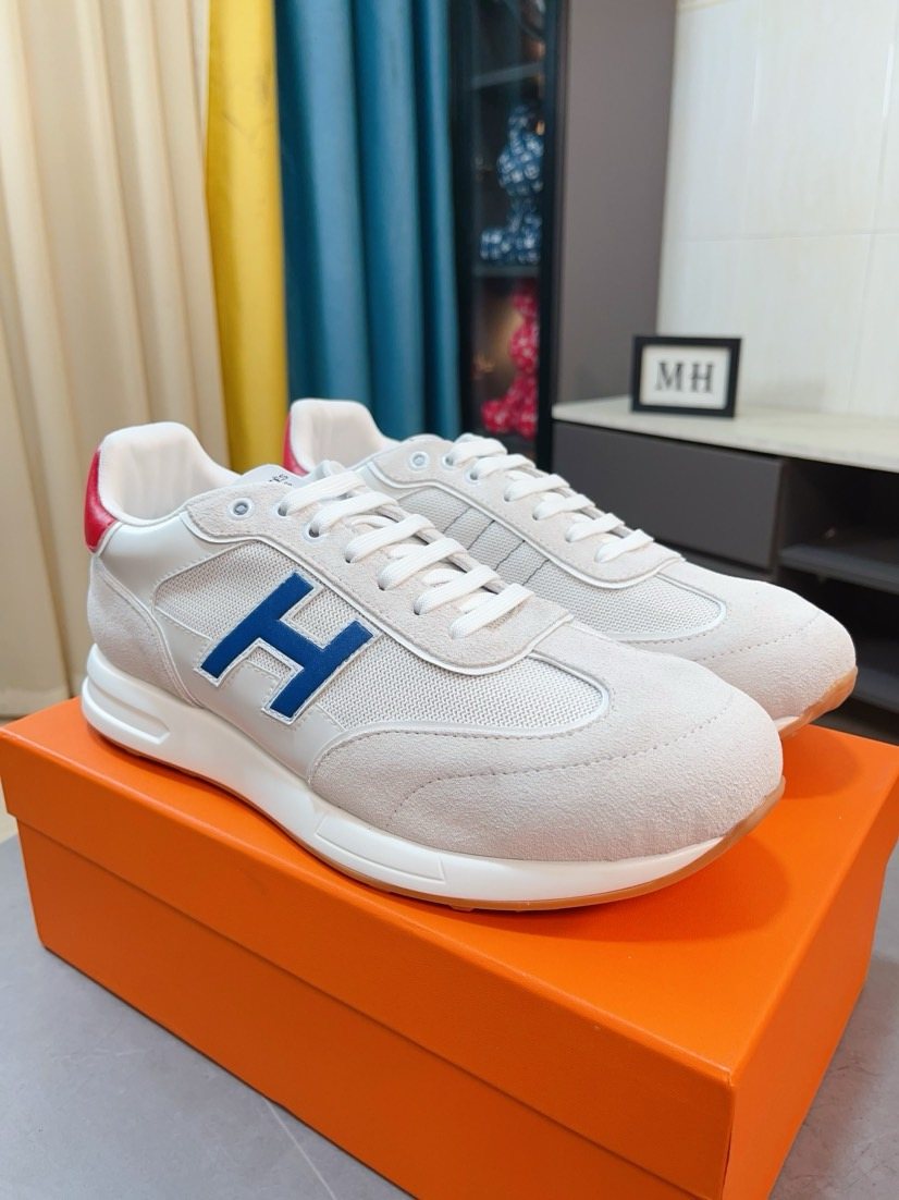 Hermès Blue H Overlay Sneakers — front
