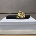 Versace Gold Patterned Strap Slide Sandals — front