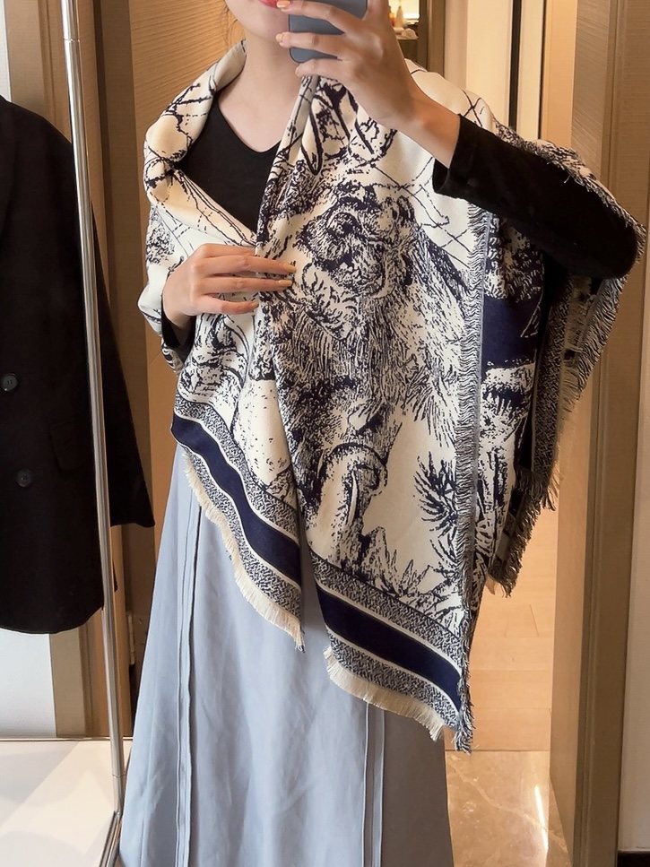 Dior Scenic Print Shawl — model