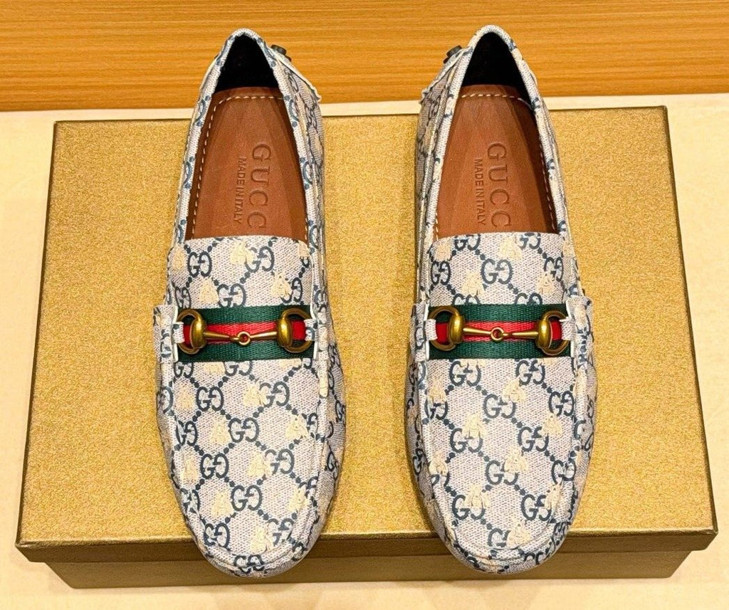Gucci Patterned Web Driving Loafers — front