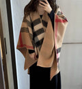 Beige Plaid Fringed Shawl — hero
