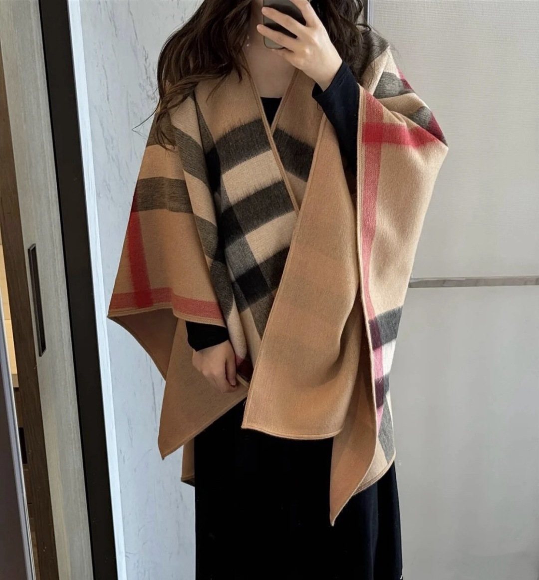 Beige Plaid Fringed Shawl — hero