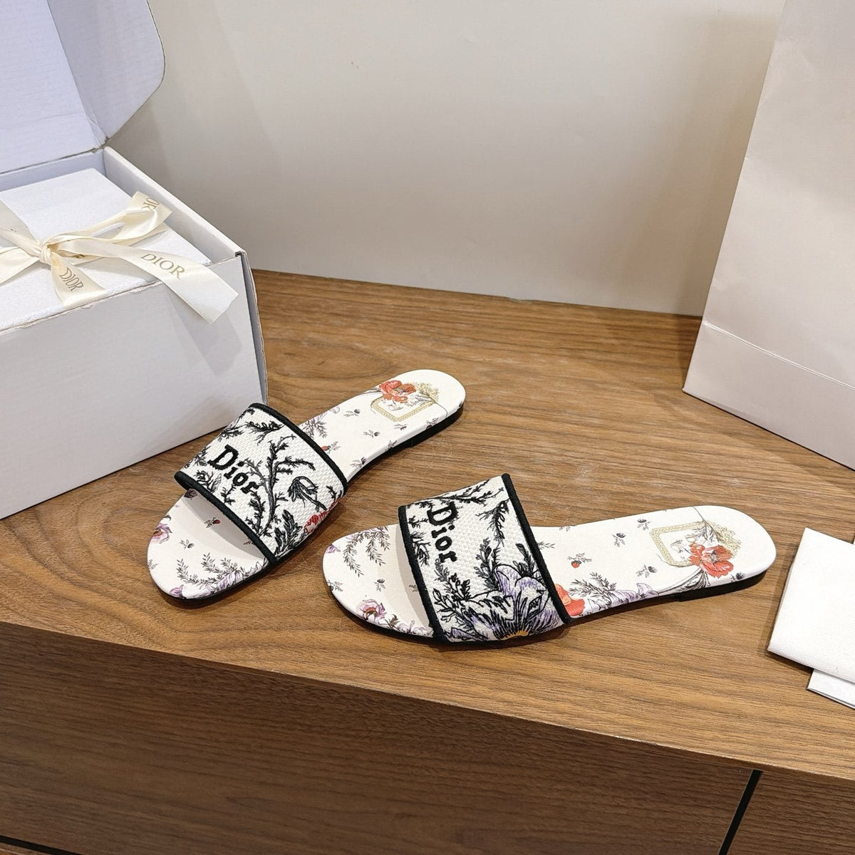 Dior Floral Printed Slide Sandals — side