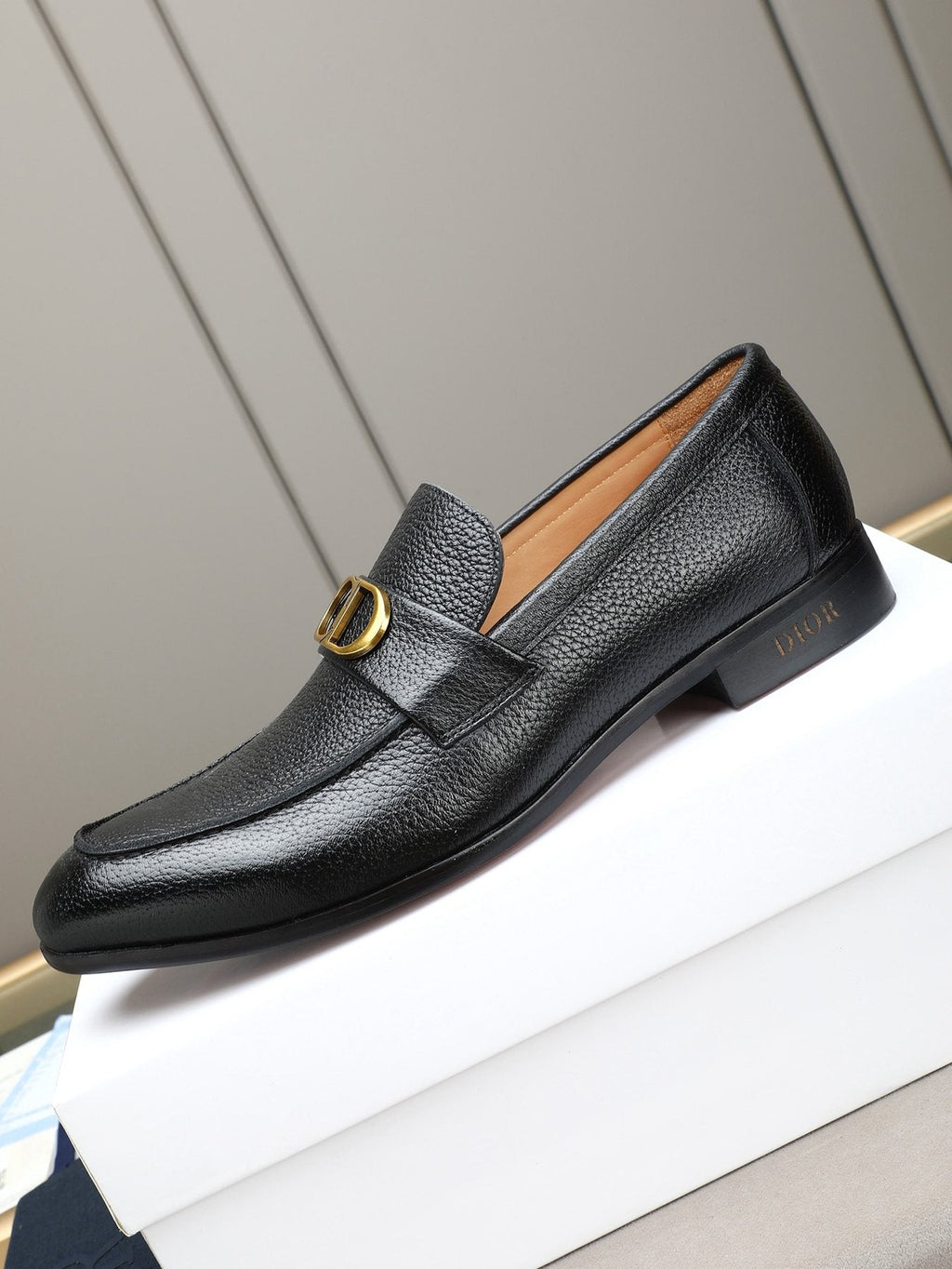 Dior Black Buckle Loafers — side
