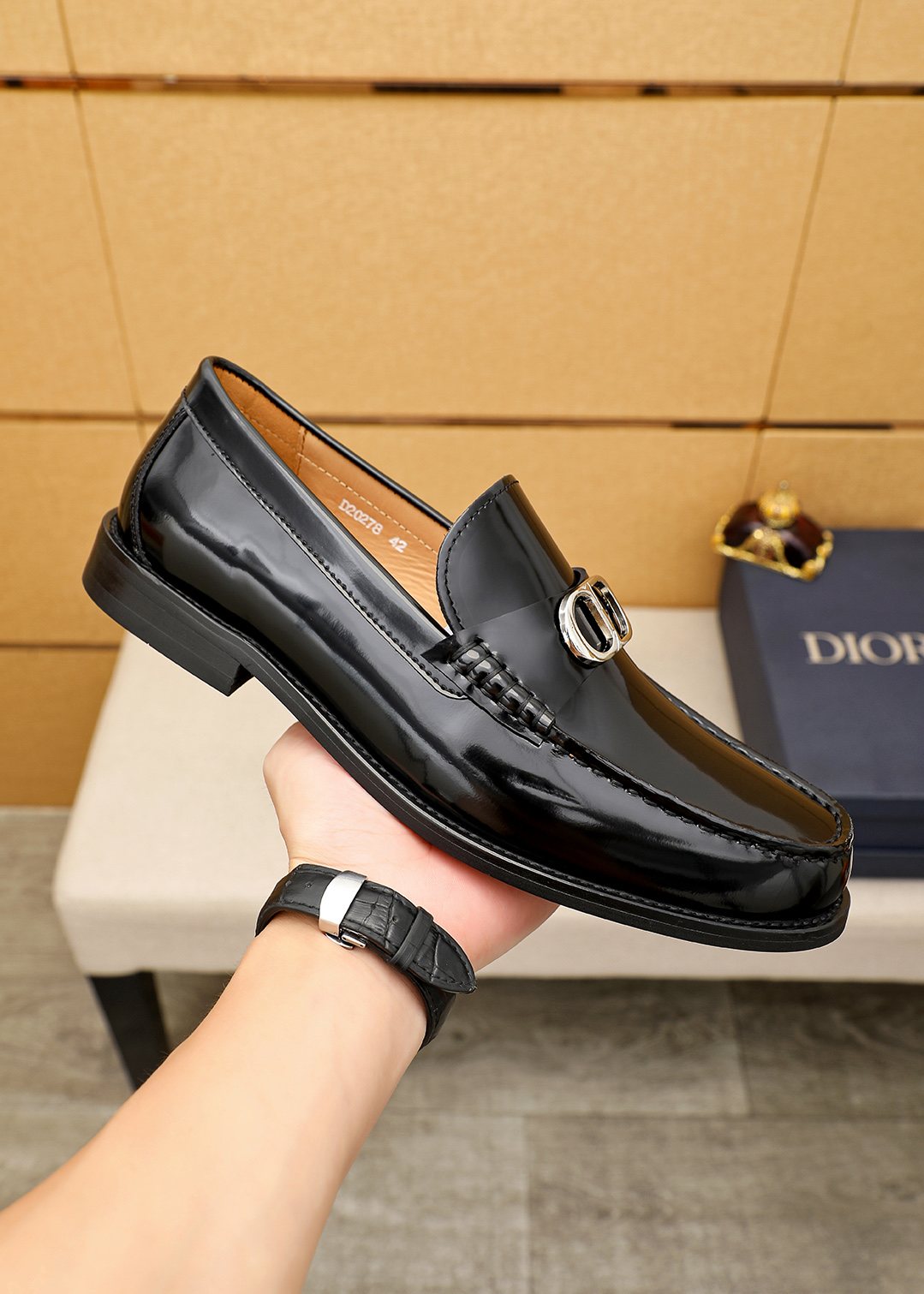 Dior Black Leather Loafers — model