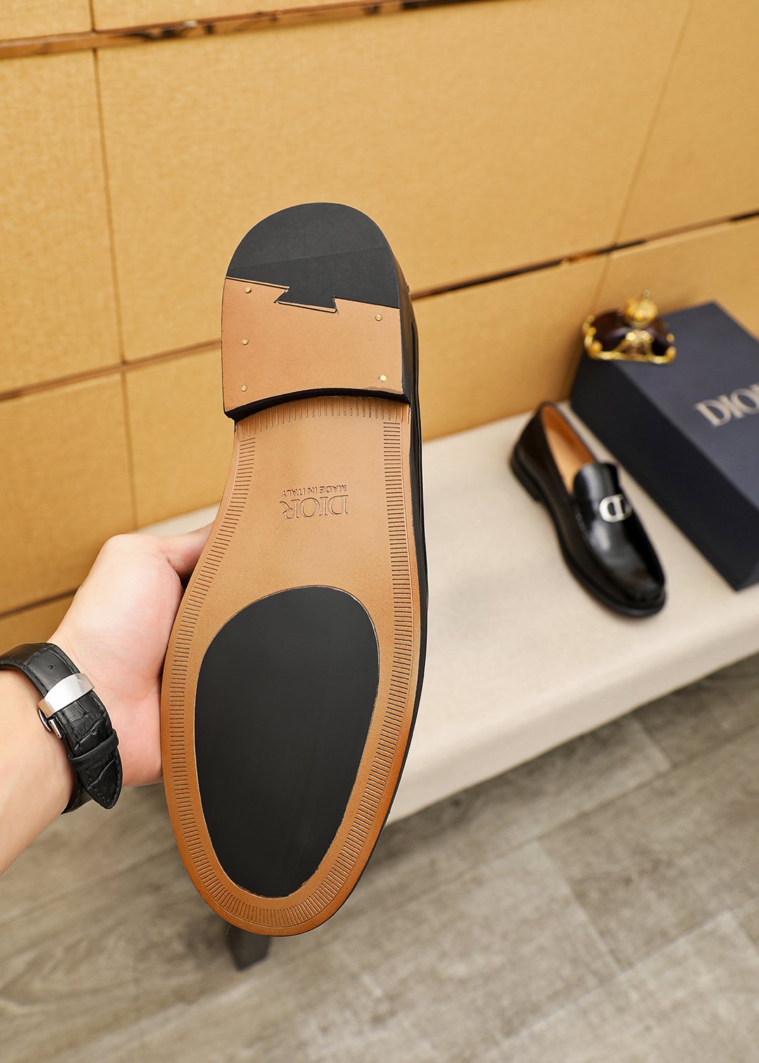 Dior Black Leather Loafers — back