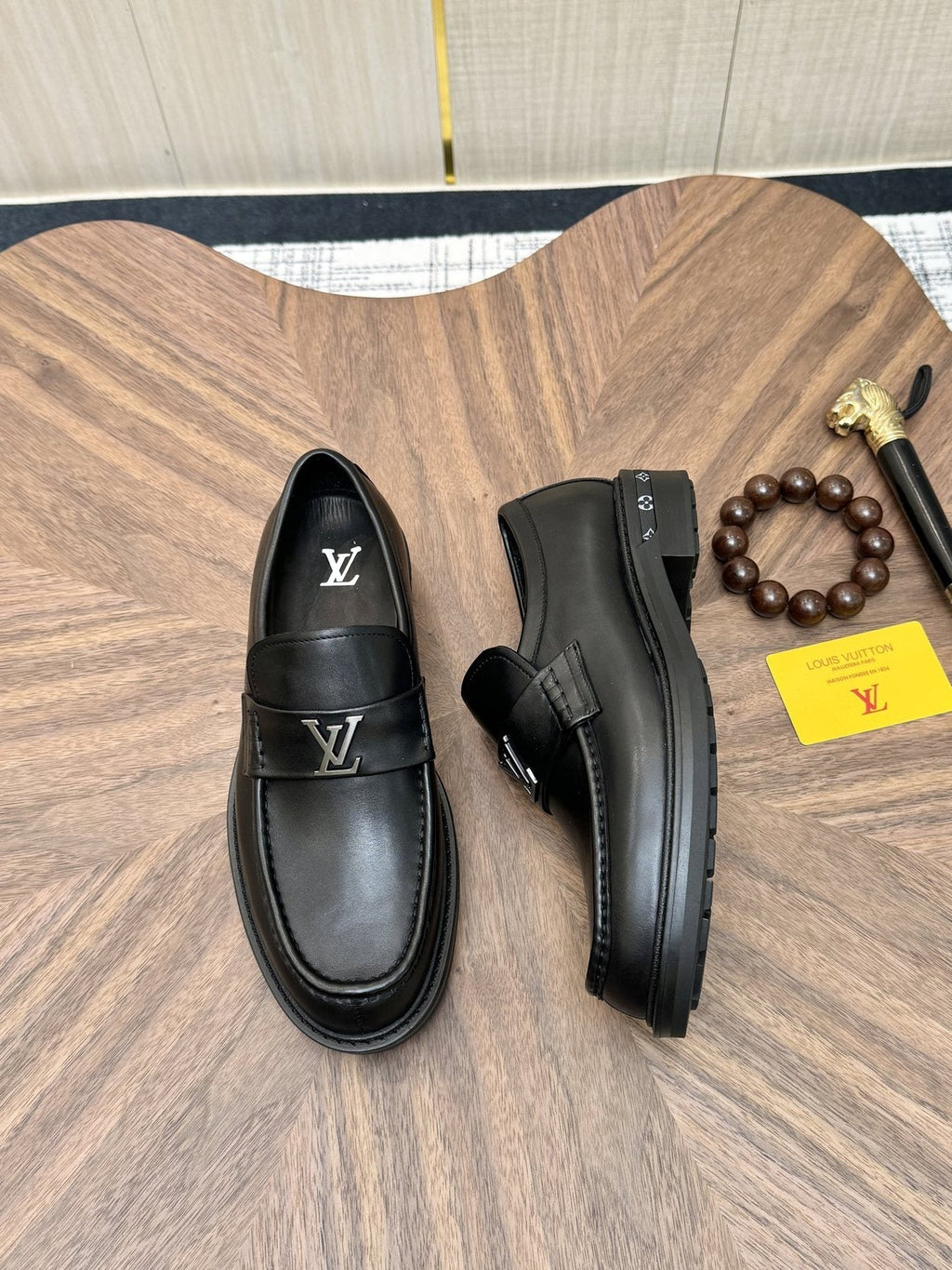 Louis Vuitton Black Metal Hardware Loafers — side