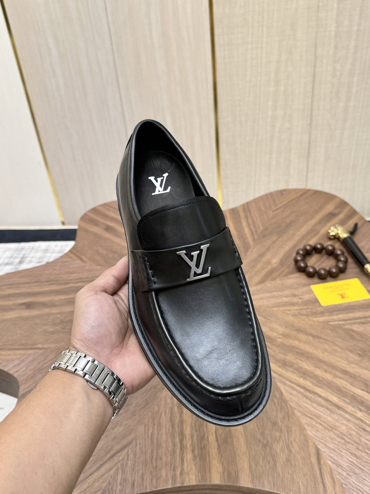Louis Vuitton Black Metal Hardware Loafers — model