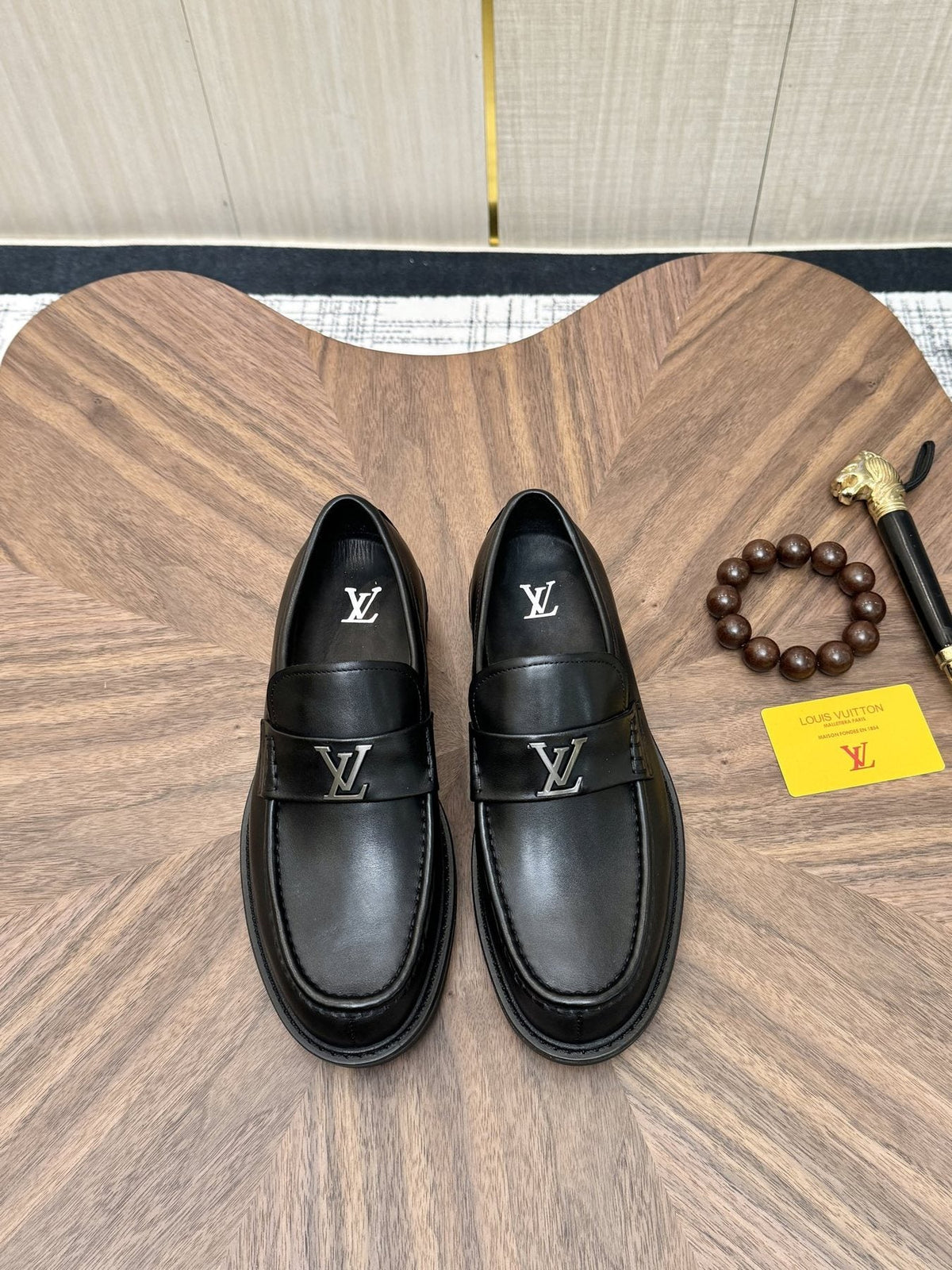 Louis Vuitton Black Metal Hardware Loafers — front