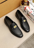 Men’s Black Gold-Tone Buckle Loafers — hero