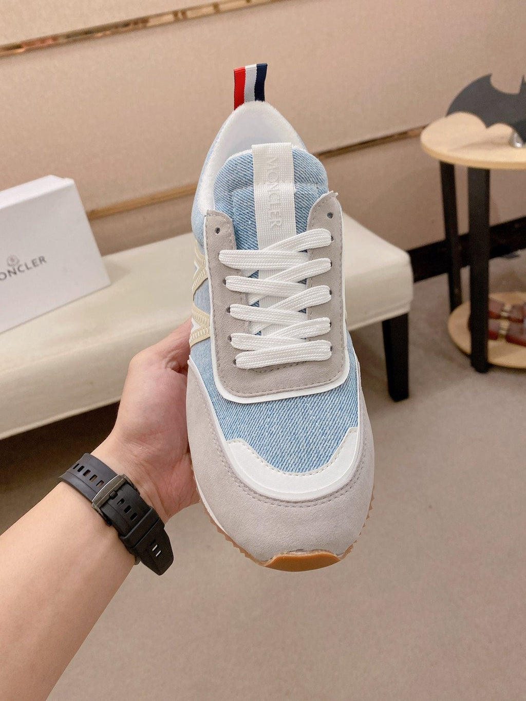 Light Blue and Gray Low-Top Sneakers — front