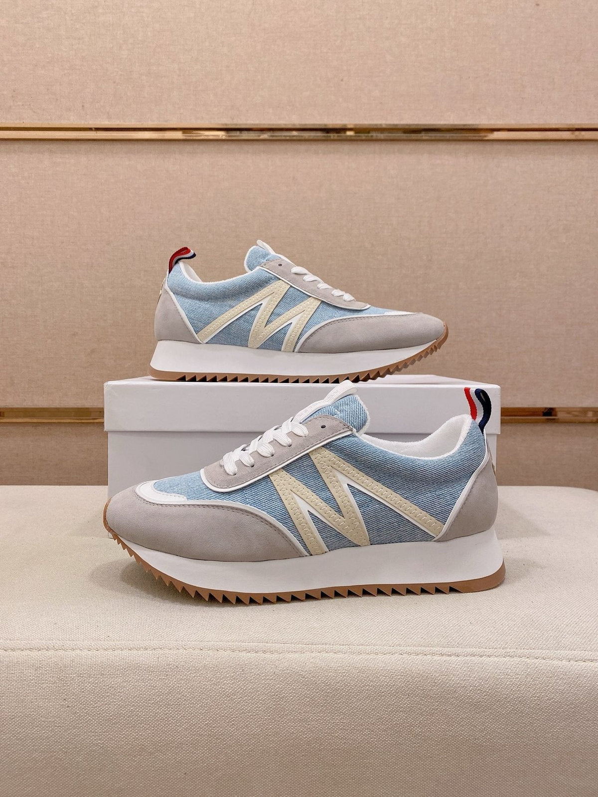 Light Blue and Gray Low-Top Sneakers — front