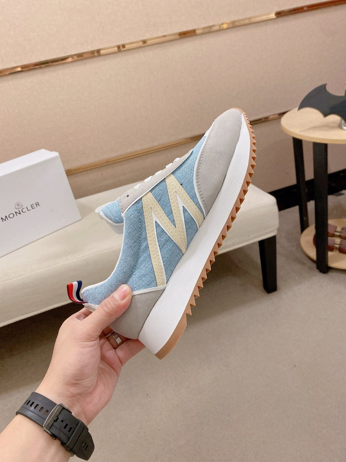 Light Blue and Gray Low-Top Sneakers — side