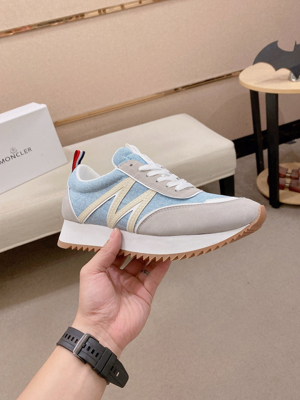 Light Blue and Gray Low-Top Sneakers — side