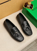 Bottega Veneta Black Tassel Woven Loafers — hero