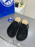 Birkenstock Black Suede Buckle Mule Clogs — hero