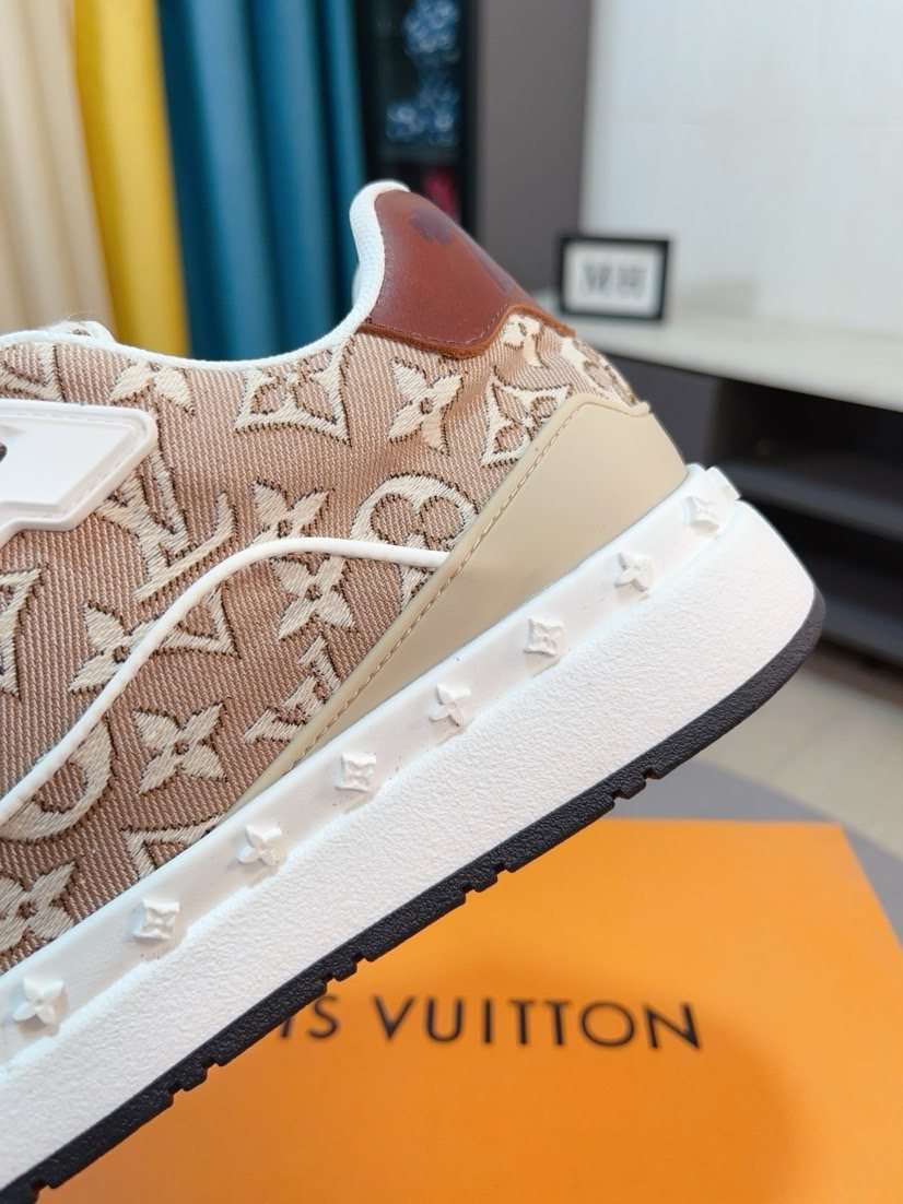 Louis Vuitton Beige-Brown Patterned Sneakers — side
