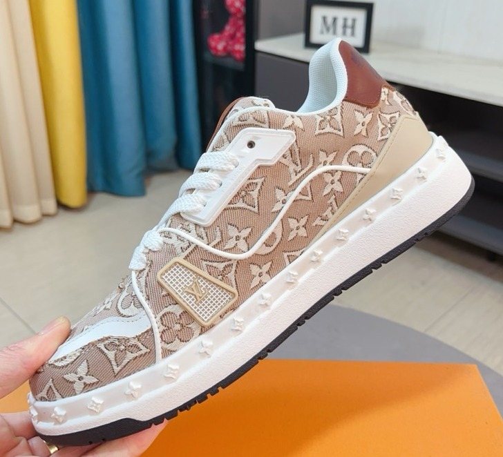 Louis Vuitton Beige-Brown Patterned Sneakers — hero