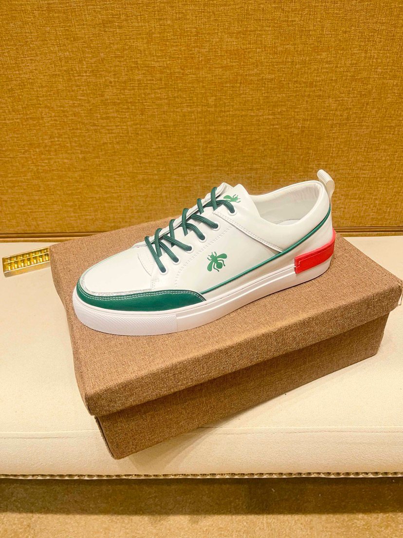 White Green and Red Low-Top Sneakers — side