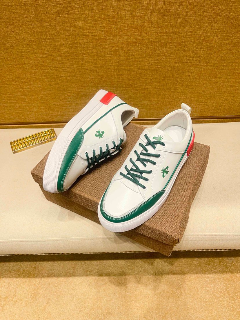 White Green and Red Low-Top Sneakers — front