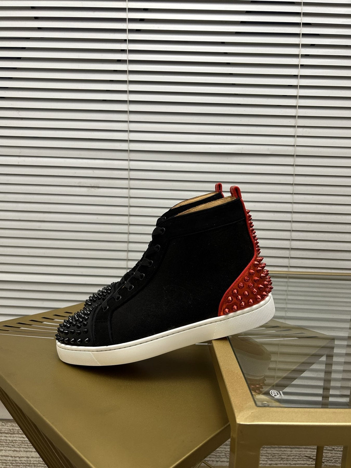 Christian Louboutin Perforated Toe High-Top Sneakers — side