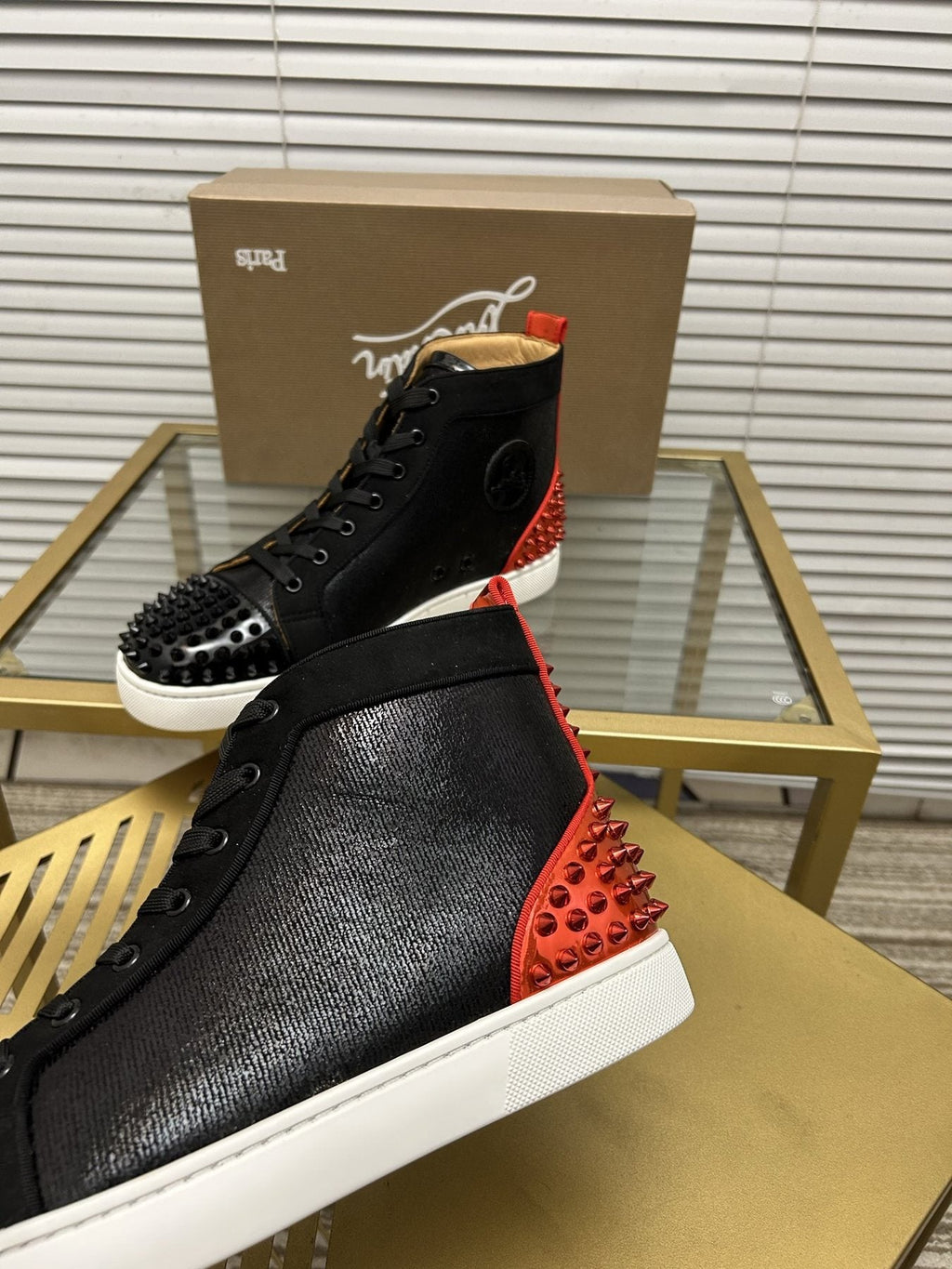 Christian Louboutin Perforated Toe High-Top Sneakers — side