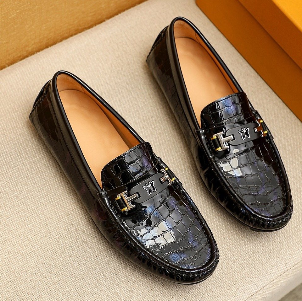 Louis Vuitton Black Embossed Loafers — hero