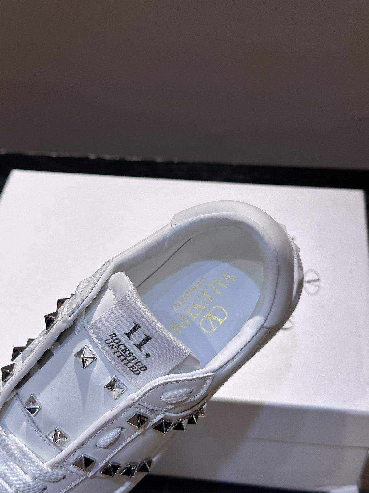 Valentino White Studded Low-Top Sneakers — detail