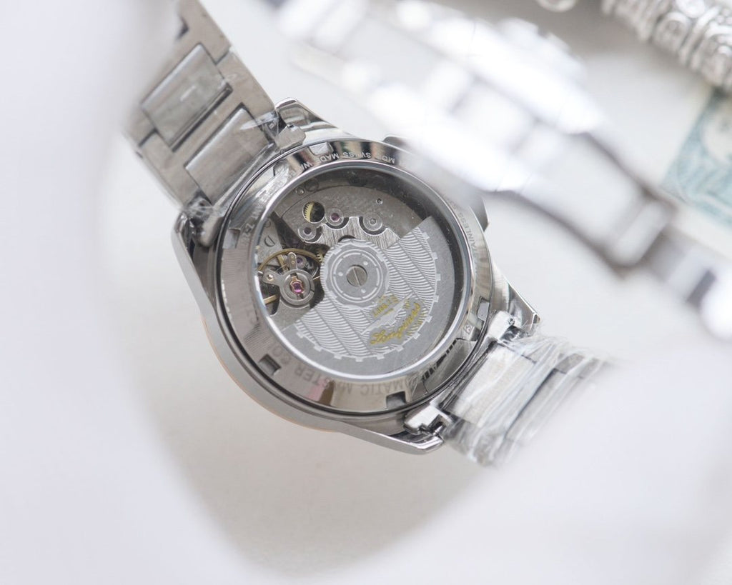 Longines Silver Blue Dial Bracelet Watch — back
