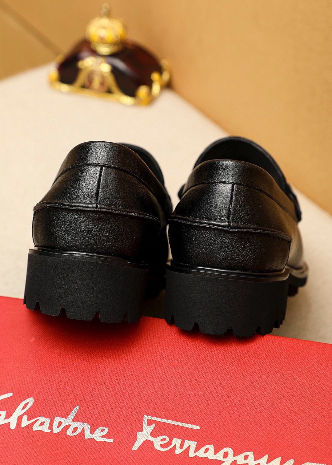 Ferragamo Black Hardware Loafers — back