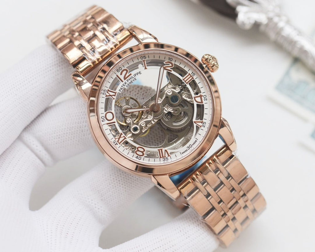 Patek Philippe Rose Gold Bracelet Watch — front