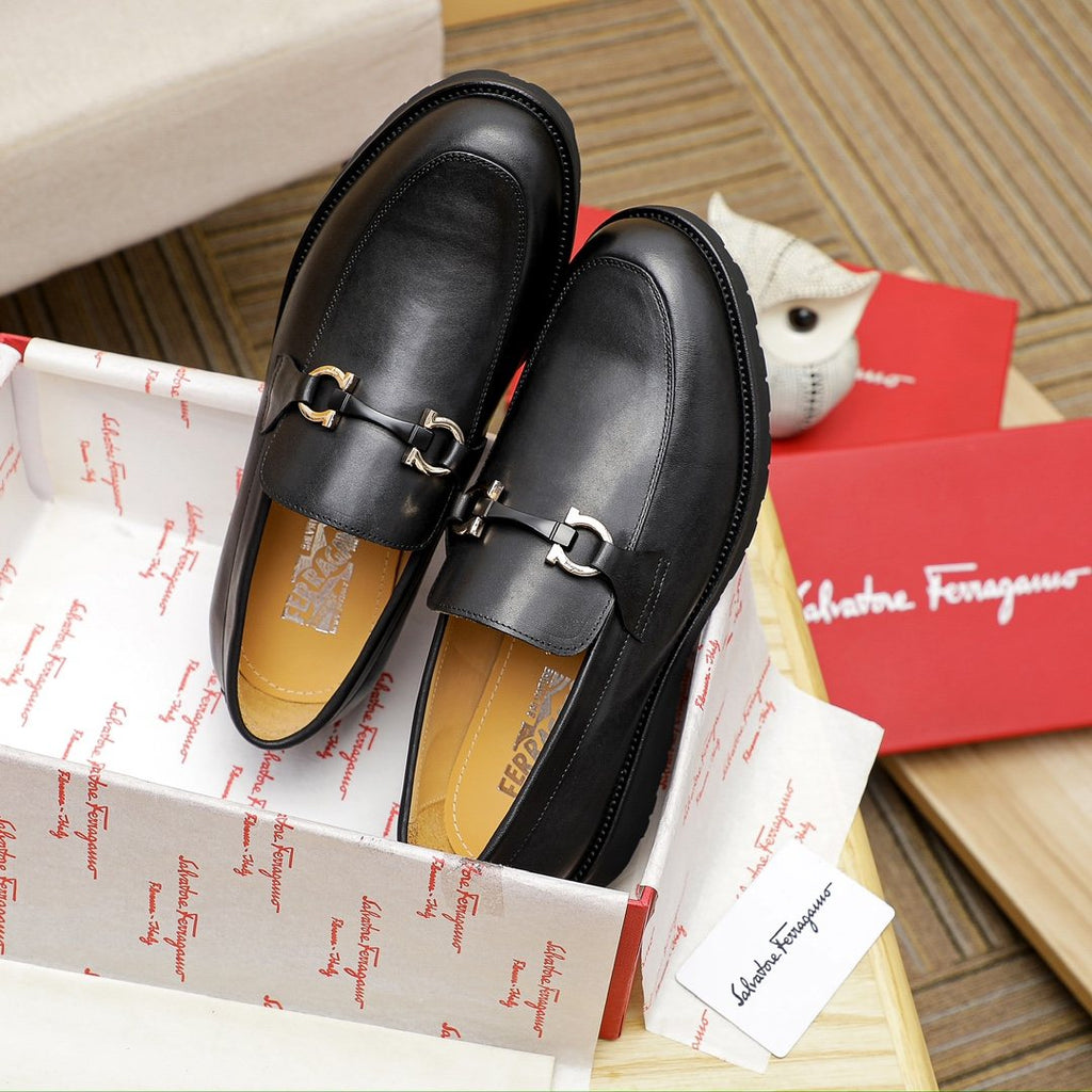 Ferragamo Black Bit Loafers — side