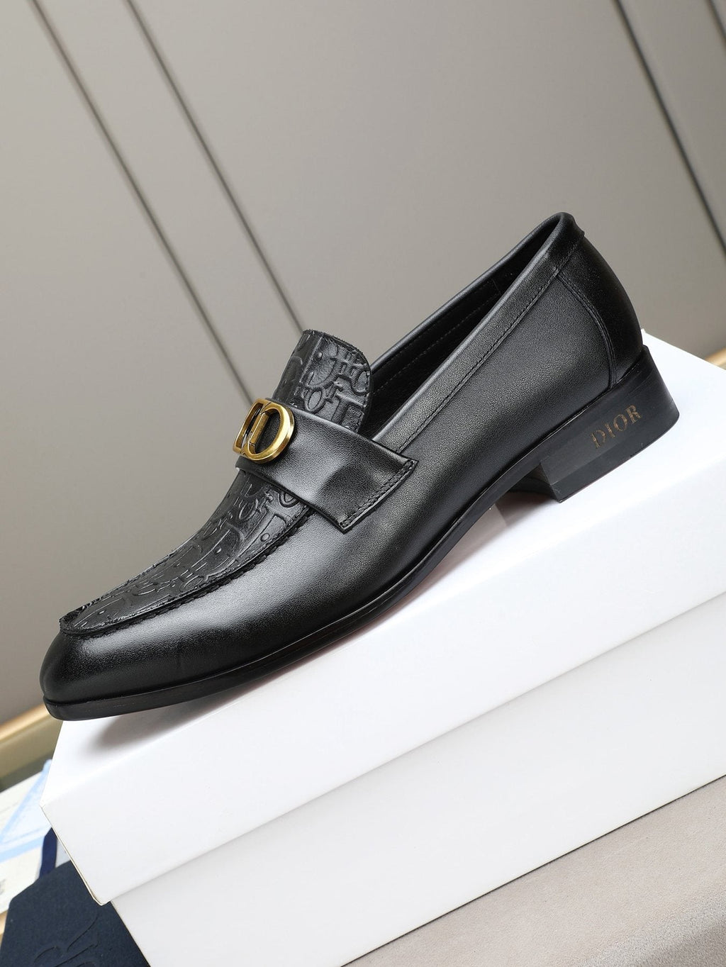 Dior Black Buckle Loafers — side