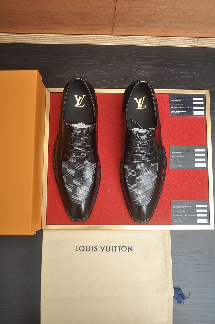 Louis Vuitton Checkerboard Lace-Up Dress Shoes — front