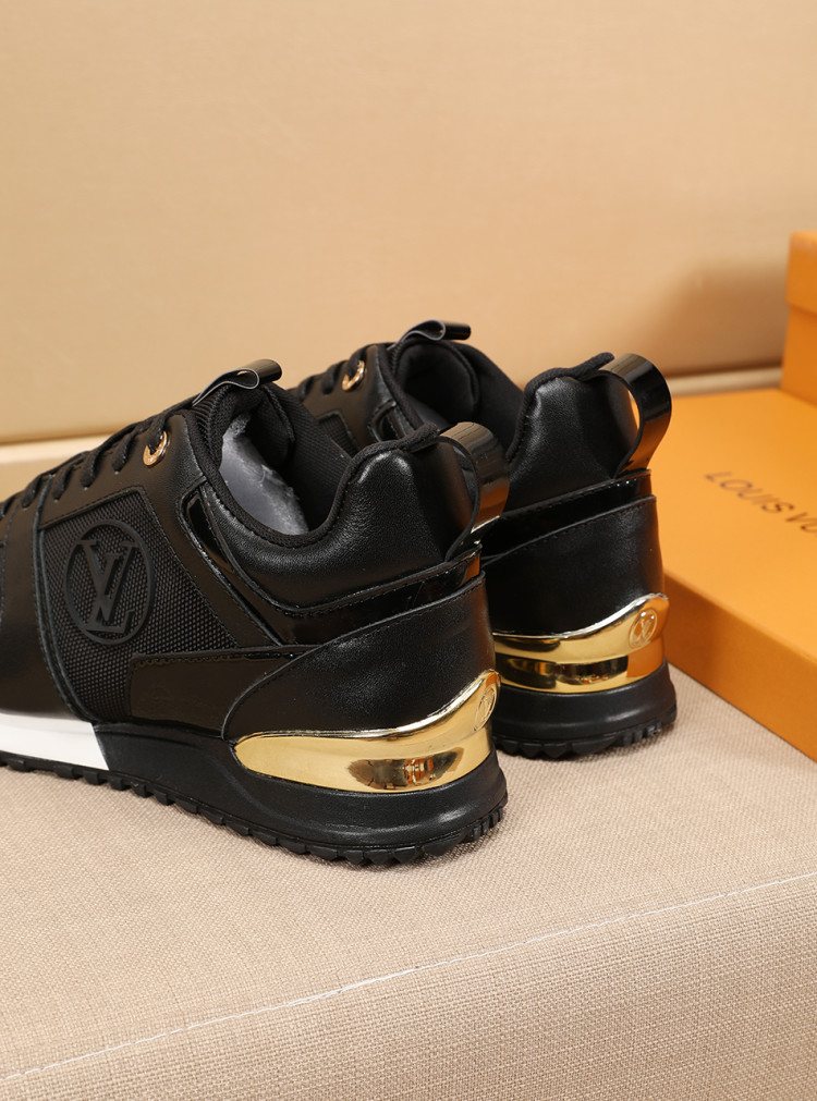 Louis Vuitton Black Gold Accent Sneakers — back