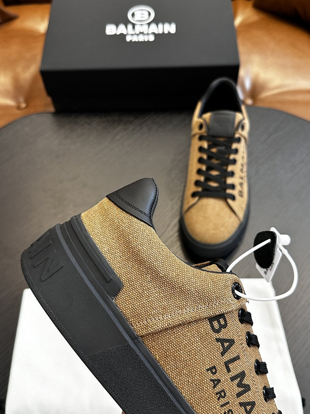 Balmain Tan and Black B-Skate Sneakers — detail