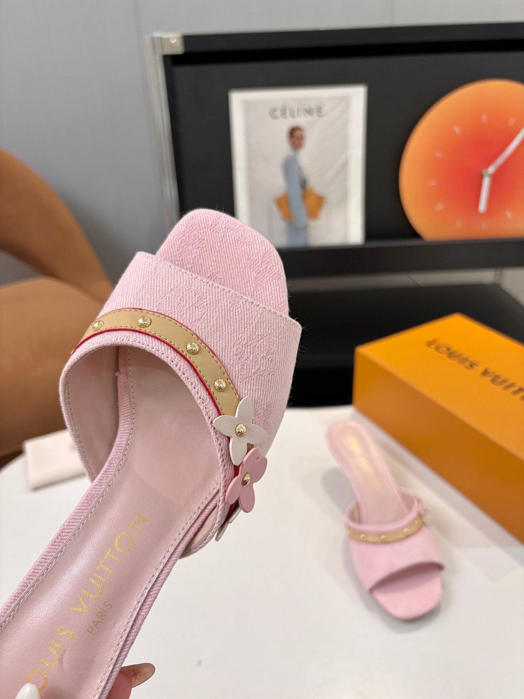 Pink Floral Slingback Heeled Sandals — detail