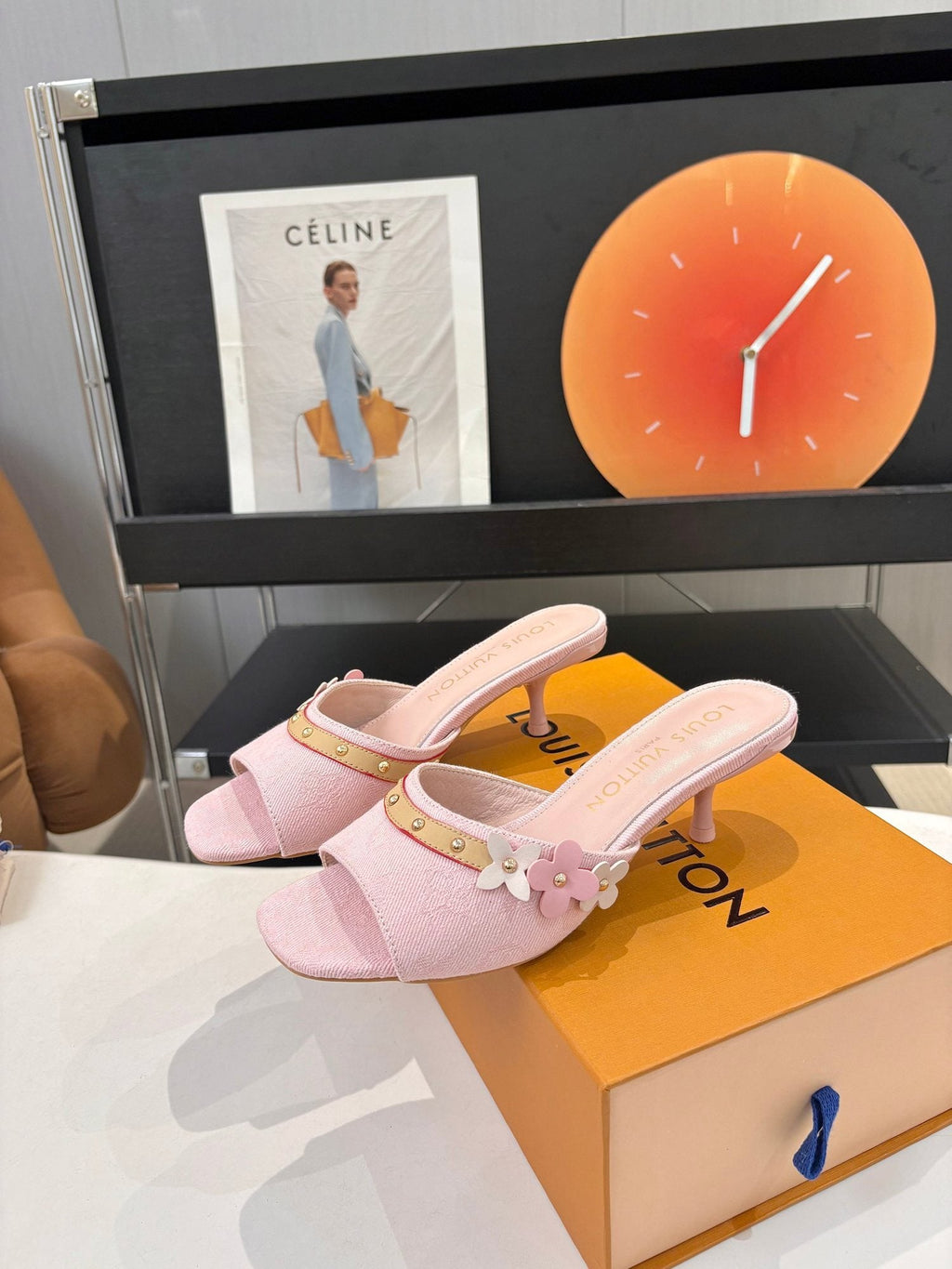Pink Floral Slingback Heeled Sandals — hero