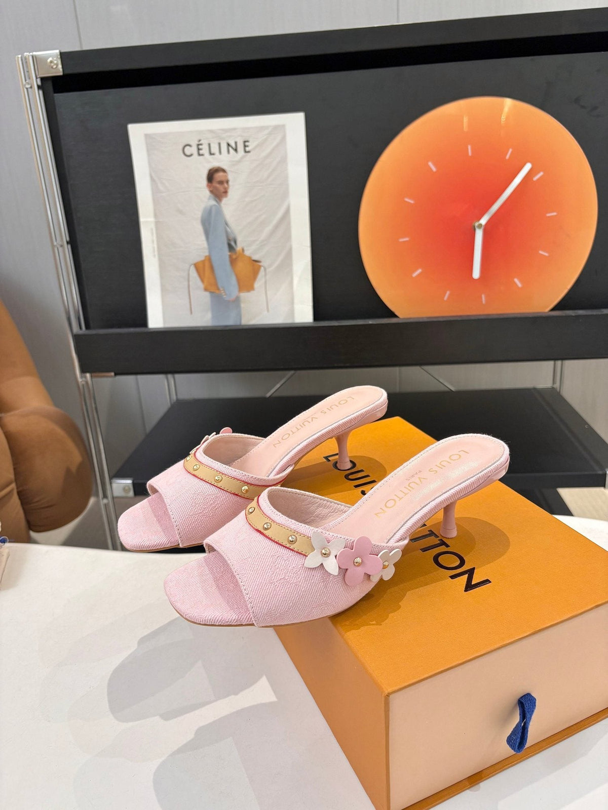 Pink Floral Slingback Heeled Sandals — hero