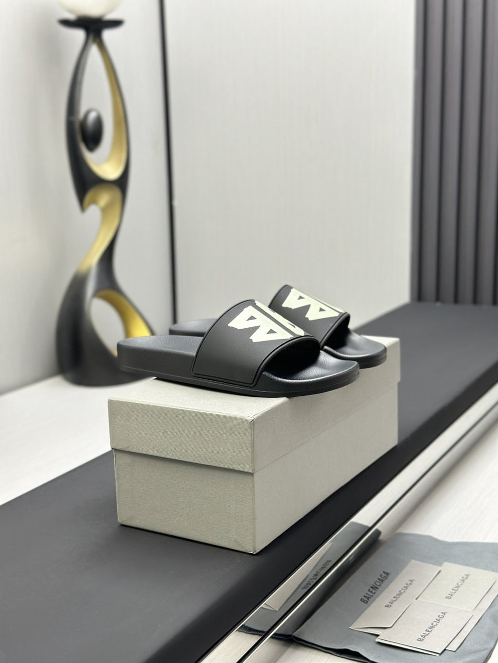 Balenciaga Logo Slide Sandals — front